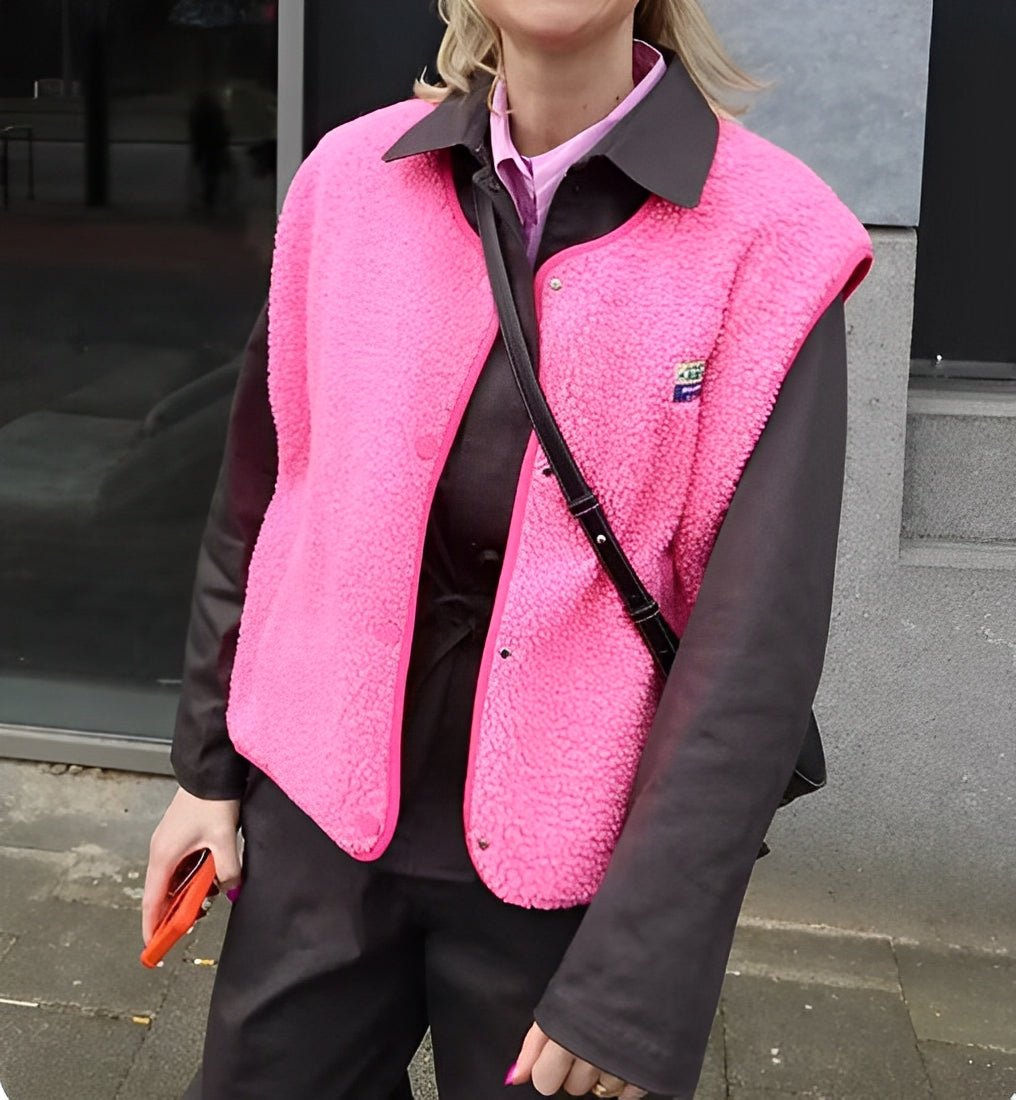Gilet sans manches boutonné en laine d'agneau femme Doux, confortable et polyvalent, vue 6
