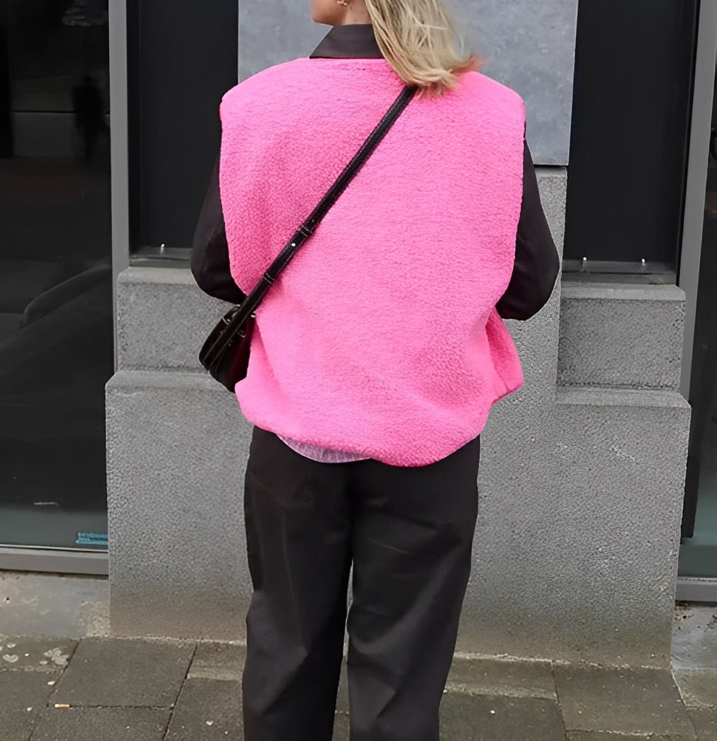 Gilet sans manches boutonné en laine d'agneau femme Doux, confortable et polyvalent, vue 7