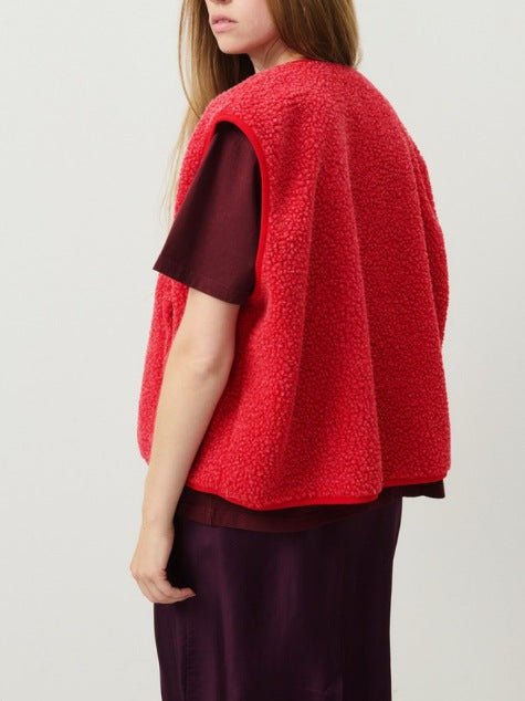 Gilet sans manches boutonné en laine d'agneau femme Doux, confortable et polyvalent, vue 15
