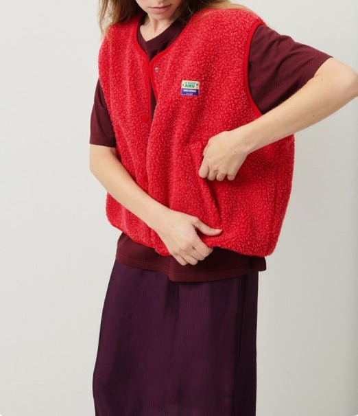 Gilet sans manches boutonné en laine d'agneau femme Doux, confortable et polyvalent, vue 13