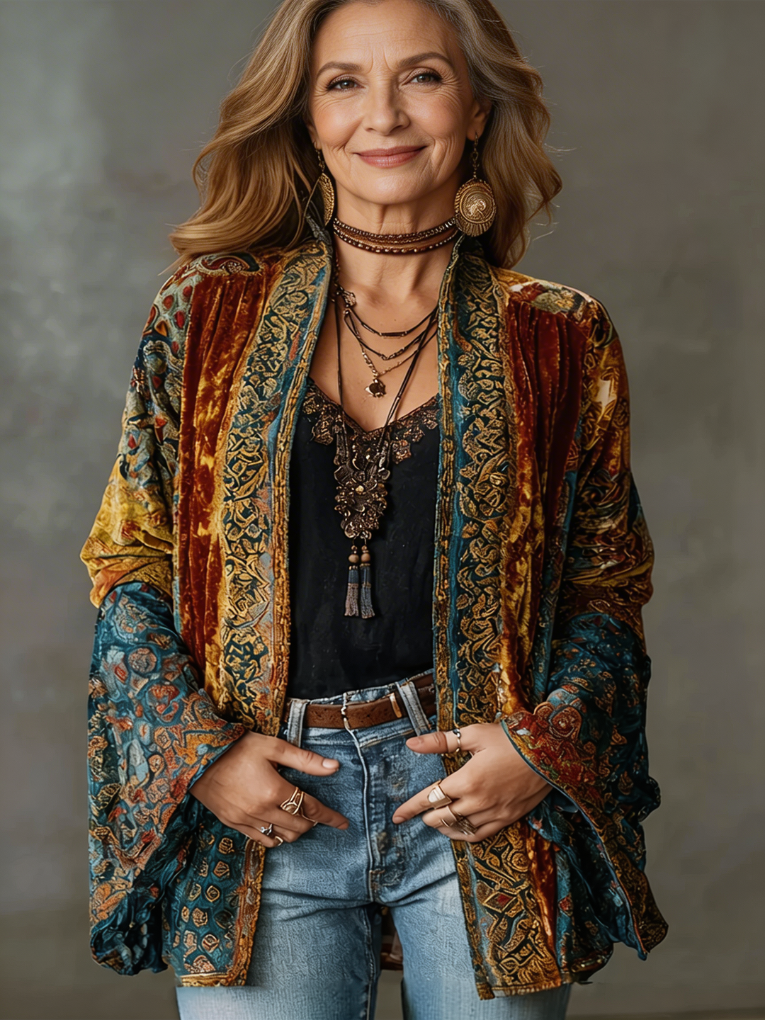 Veste Boho en Velours pour femme, vue 2