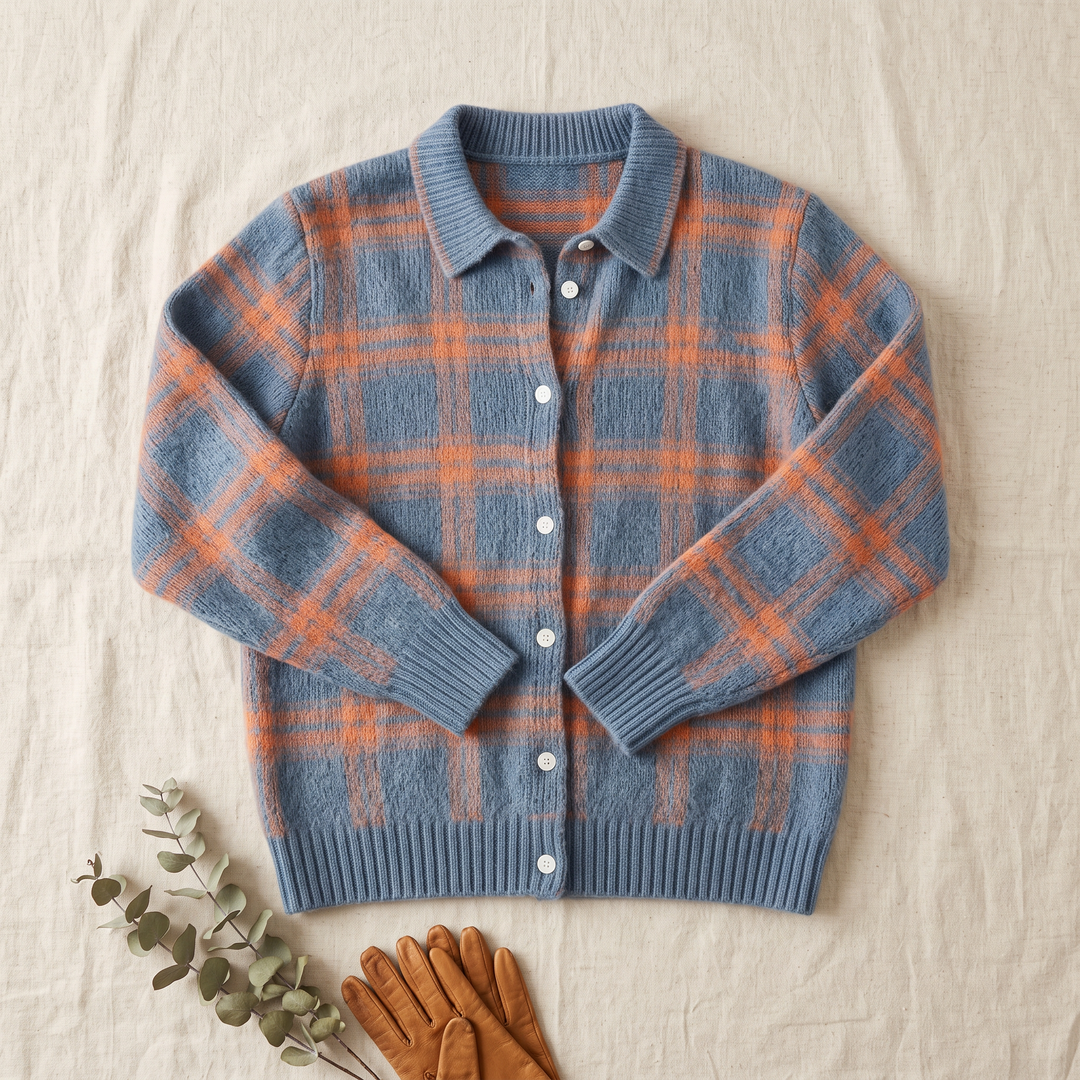 Women's Blue Knit Cardigan – Soft and Warm Button-Up Sweater