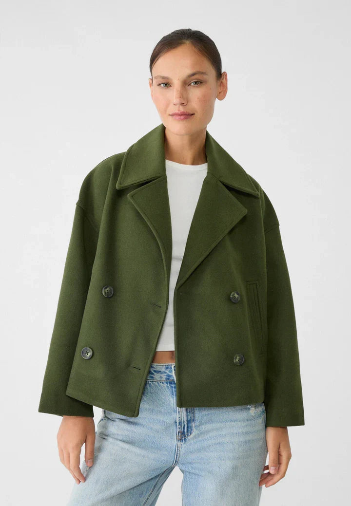 Lainey Veste Femme Croisée Manteau Court Élégant avec Col Large & Tissu Doux et Chaud, vue 4