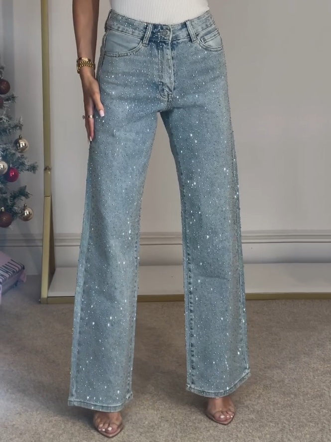 Rachel Jean Taille Haute Scintillant pour Femme Coupe Flatteuse avec Détails Brillants & Style Moderne, vue 2