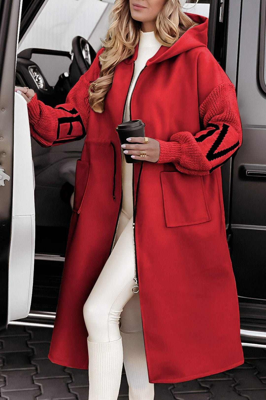 Adelaide Manteau Patchwork Femme Veste Chaude et Stylée au Design Moderne et Élégant, vue 5
