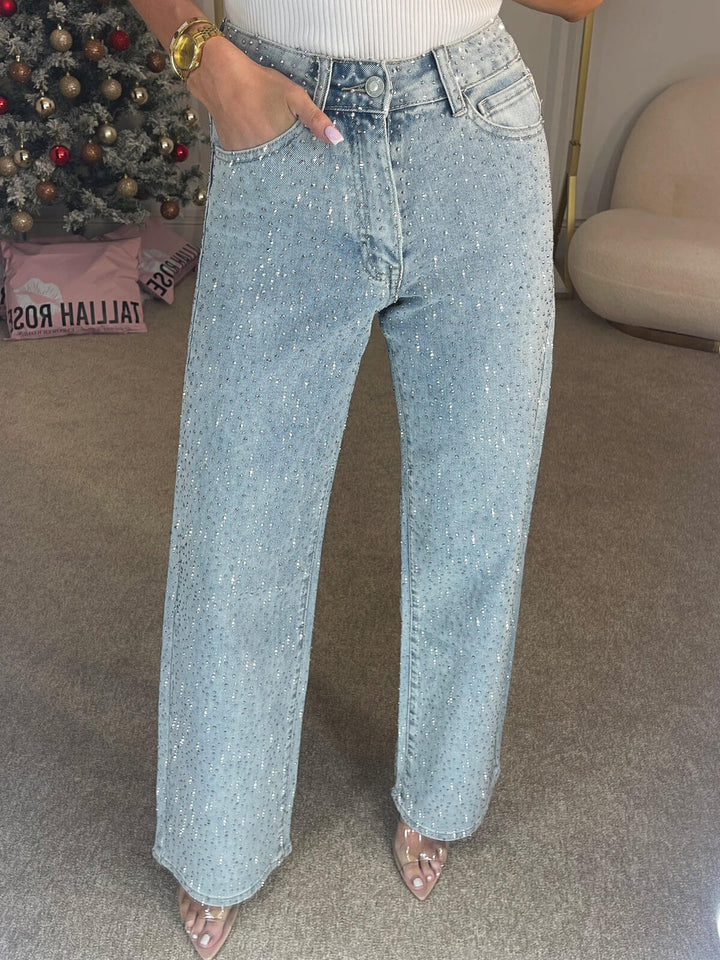 Rachel Jean Taille Haute Scintillant pour Femme Coupe Flatteuse avec Détails Brillants & Style Moderne, vue 4