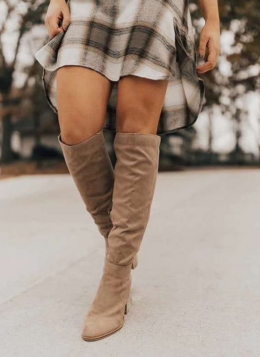 Zuri Bottes Hautes Suédées Femme Cuissardes Élégantes à Talon Bloc & Doublure Confort, vue 4