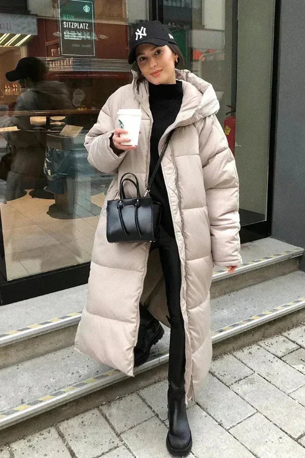 Rina Doudoune Longue Femme Manteau Hiver Chaud avec Capuche & Coupe Légère Slim, vue 2