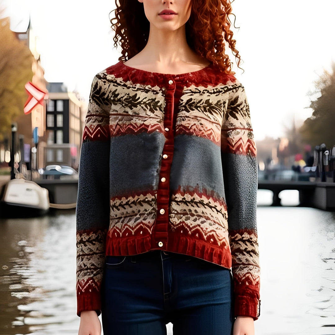 Aitana Cardigan Femme en Maille Ethnique Pull Scandinave Doux et Chaud pour le Port Quotidien