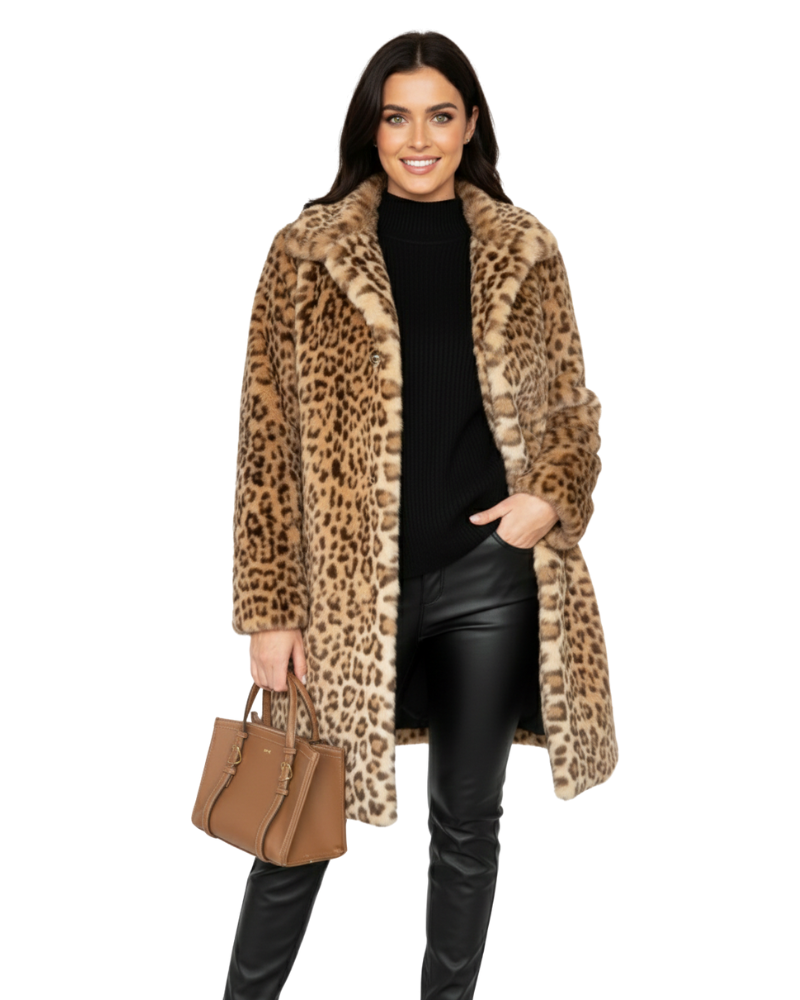 Iris Manteau Femme en Fausse Fourrure Imprimé Léopard, Chaud & Style Audacieux