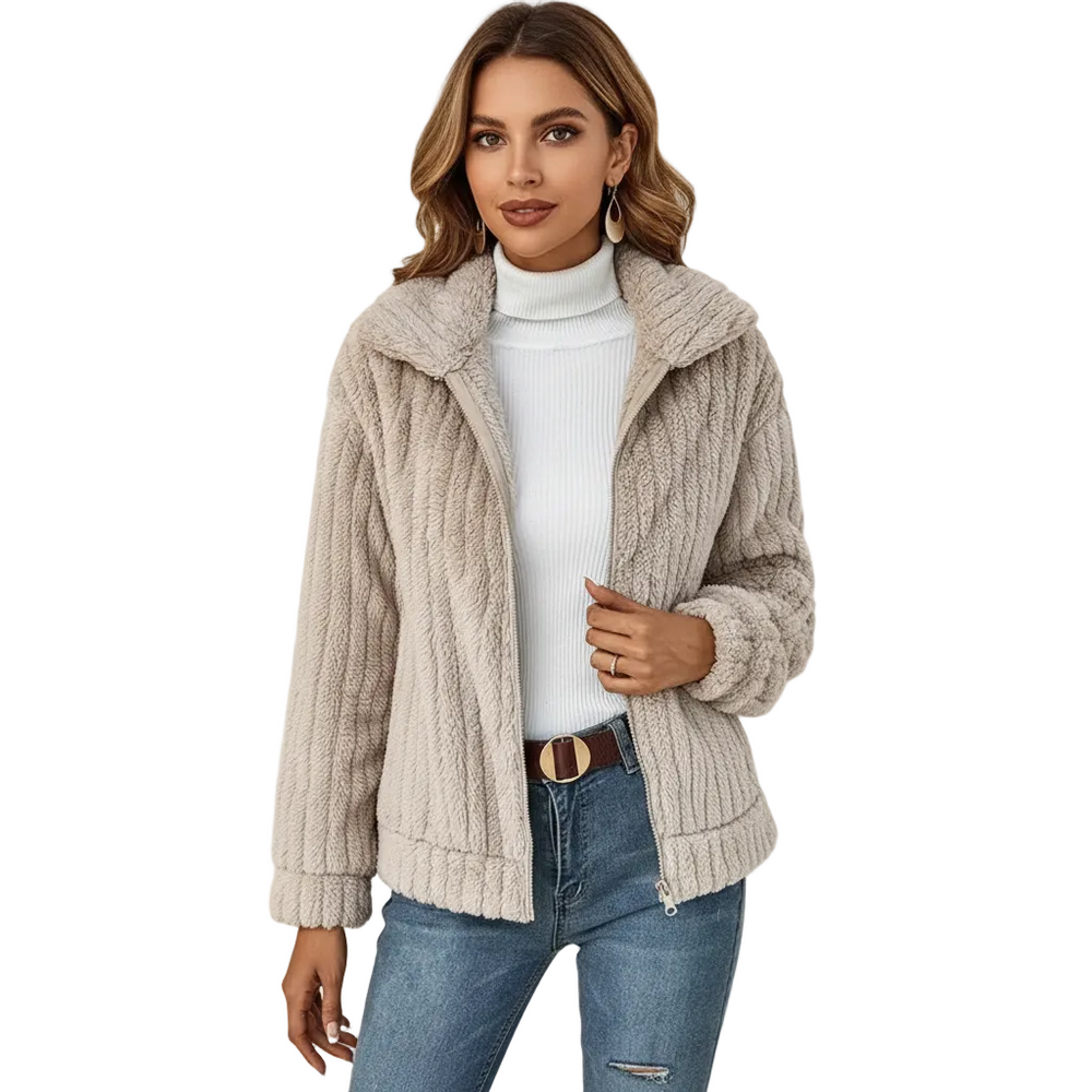 May Gilet Long Polaire Femme Cardigan Élégant et Chaud avec Zip et Poches, vue 2