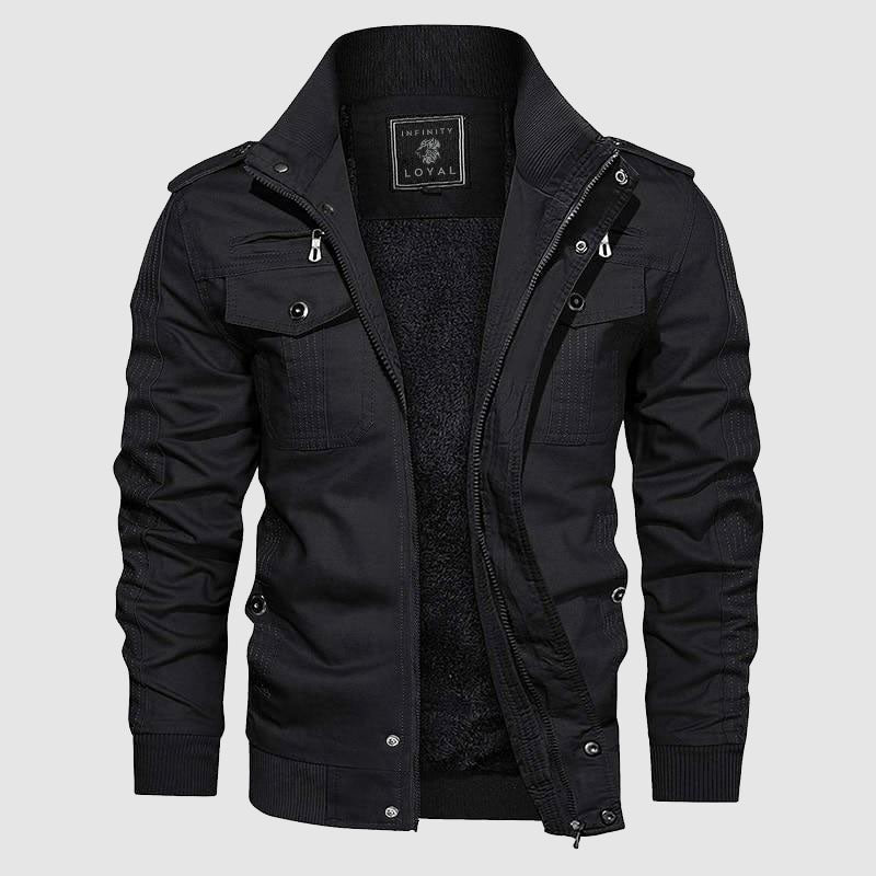 Aiden Blouson Aviateur Homme Veste Pilote Chaude avec Doublure Polaire & Col Montant, vue 2