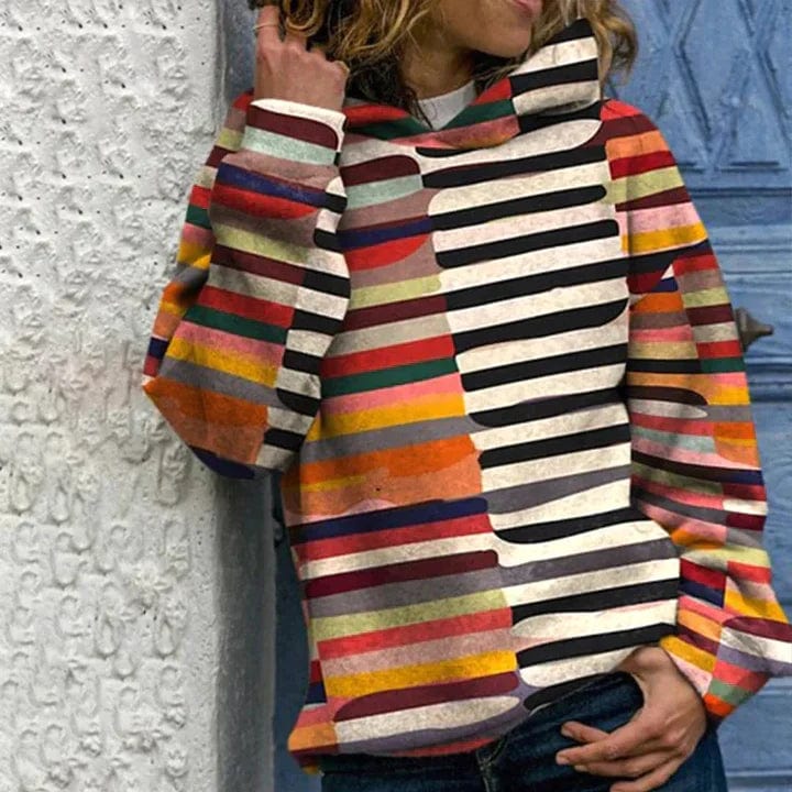 Savannah Pull Femme en Maille Rétro Pull à Motif Vintage avec Manches Longues & Finition Côtelée