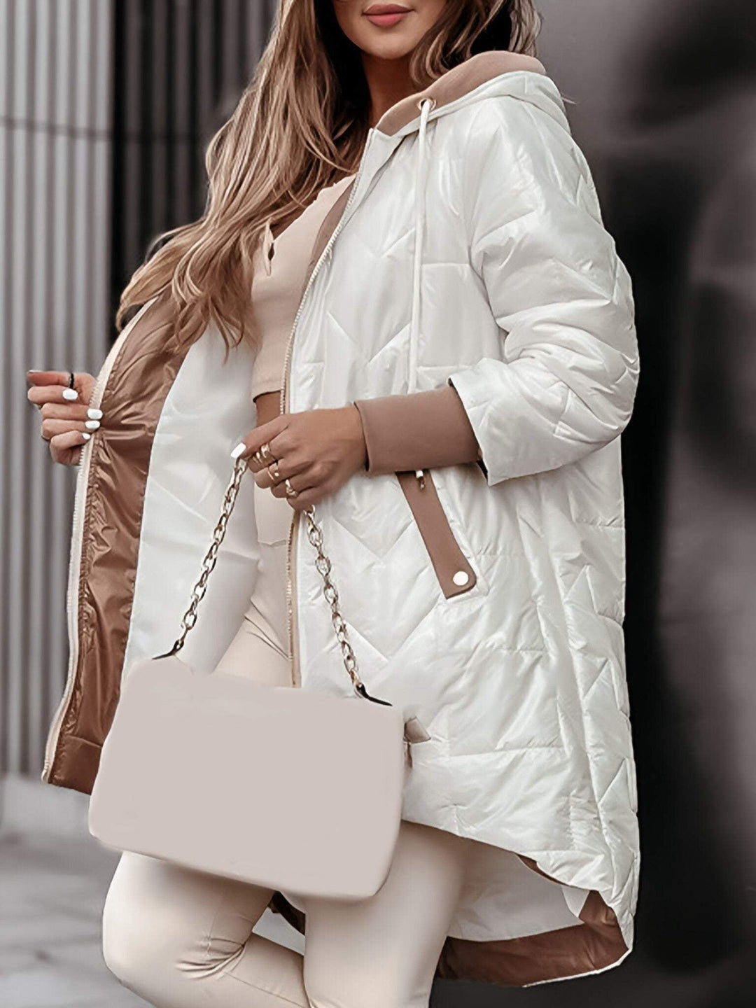 Raelynn Manteau Long Femme à Capuche Veste Légère à Fermeture Intégrale pour Usage Quotidien en Ville & Temps Frais, vue 6