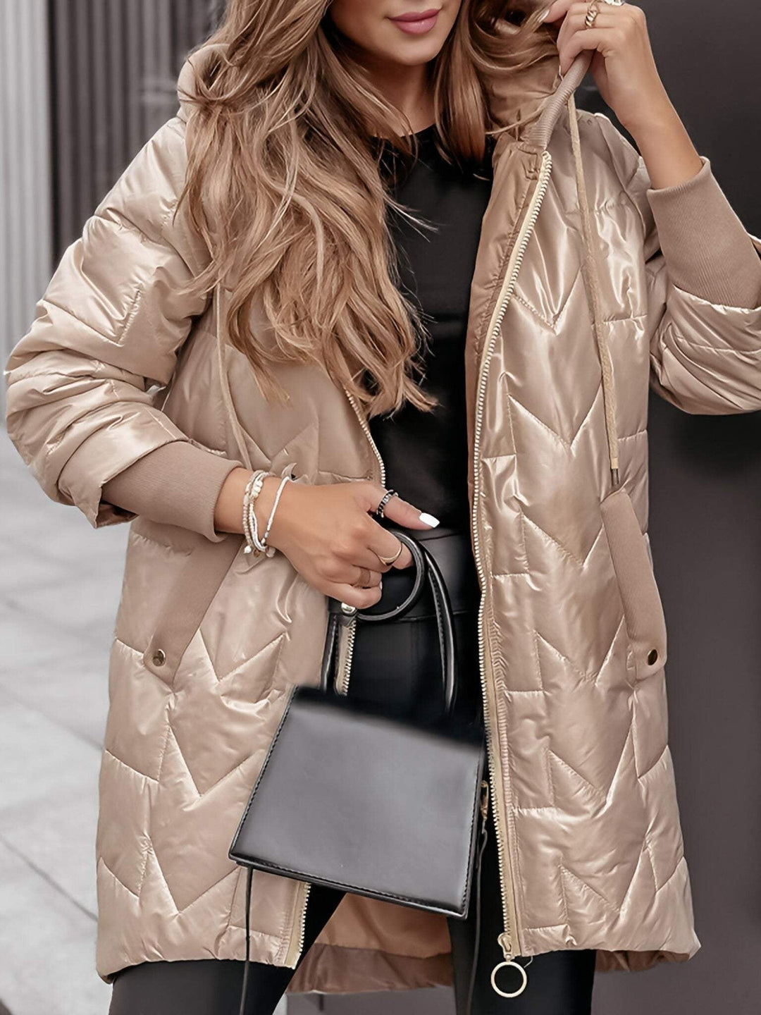 Raelynn Manteau Long Femme à Capuche Veste Légère à Fermeture Intégrale pour Usage Quotidien en Ville & Temps Frais, vue 12