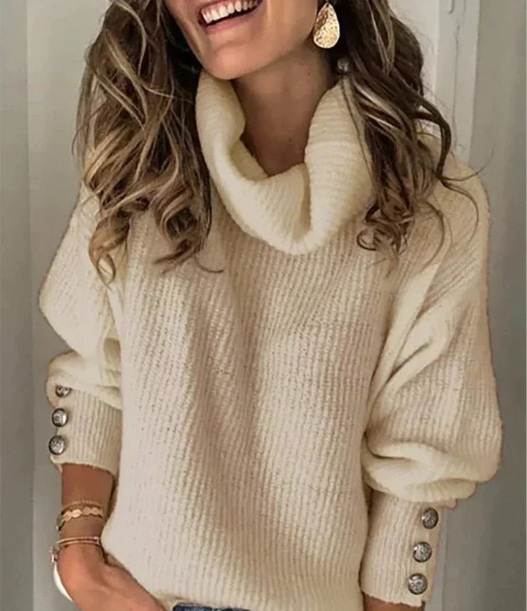 Emma Pull à Col Roulé pour Femme Pull Élégant avec Détails de Boutons & Coupe Confortable, vue 10