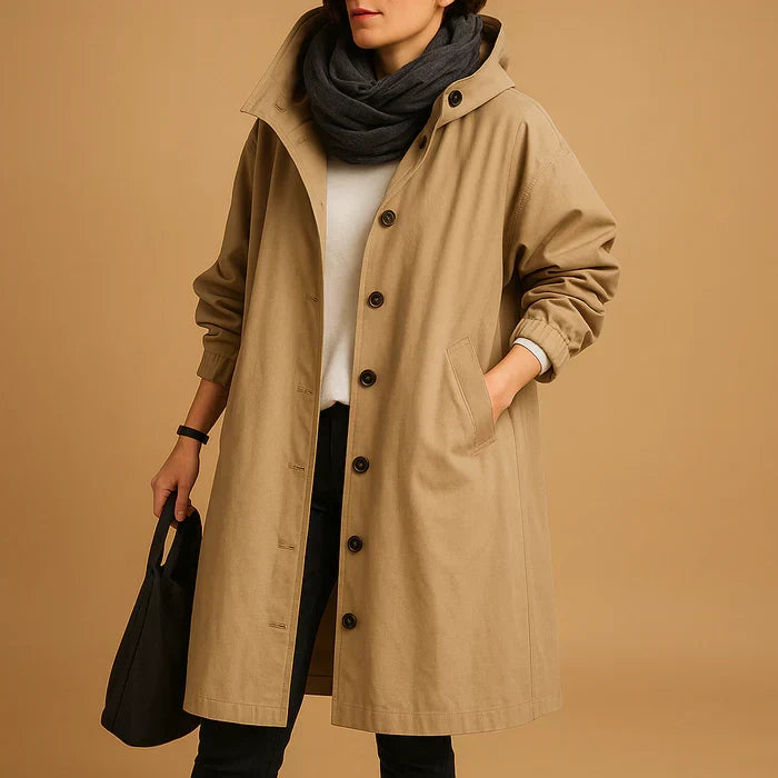 Hannah Manteau Femme Imperméable Veste de Pluie Longue à Capuche avec Poignets Ajustables & Fermeture à Boutons, vue 5