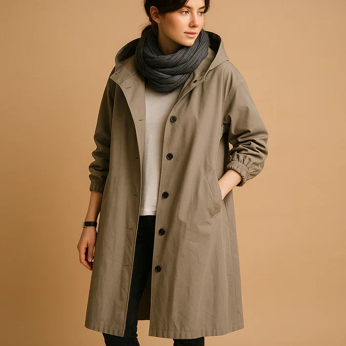 Hannah Manteau Femme Imperméable Veste de Pluie Longue à Capuche avec Poignets Ajustables & Fermeture à Boutons, vue 4