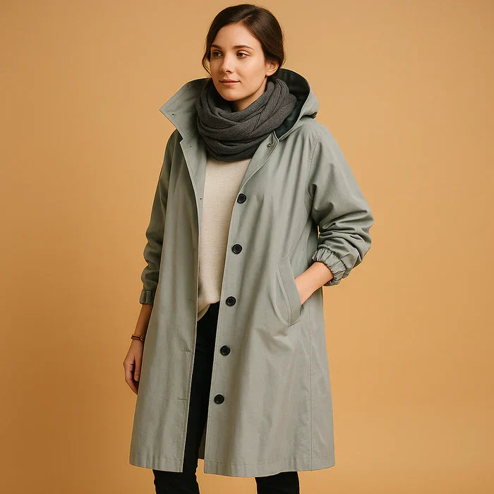 Hannah Manteau Femme Imperméable Veste de Pluie Longue à Capuche avec Poignets Ajustables & Fermeture à Boutons, vue 6