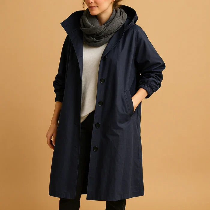Hannah Manteau Femme Imperméable Veste de Pluie Longue à Capuche avec Poignets Ajustables & Fermeture à Boutons, vue 3