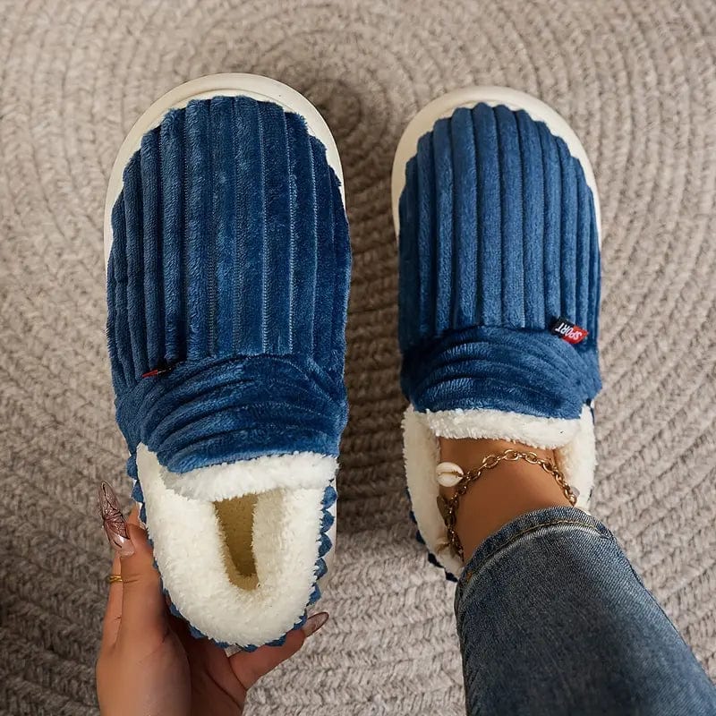 Lily Femme Chaussons Pantoufles en Velours Côtelé avec Doublure Fourrure & Semelle Antidérapante, vue 7