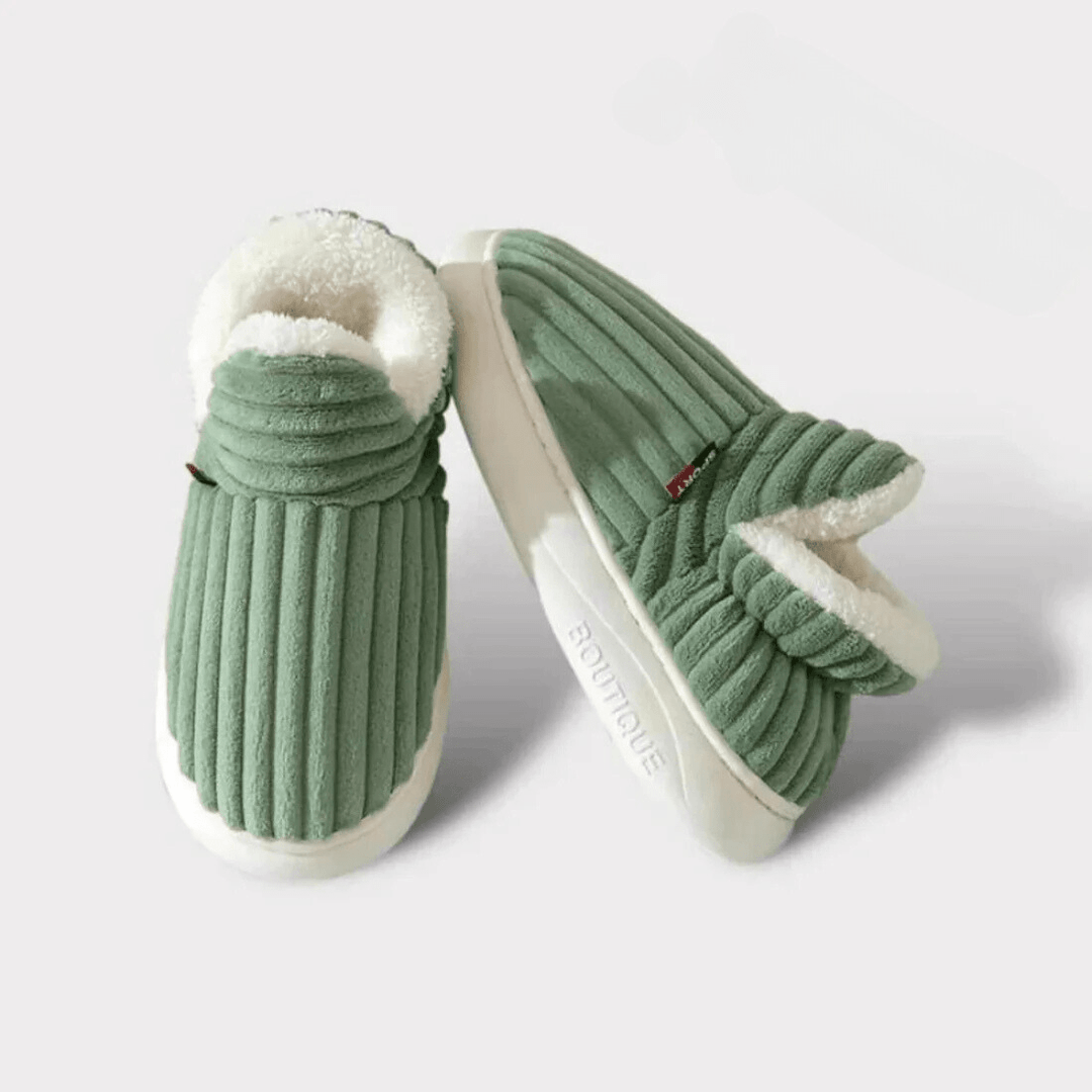 Lily Femme Chaussons Pantoufles en Velours Côtelé avec Doublure Fourrure & Semelle Antidérapante, vue 15