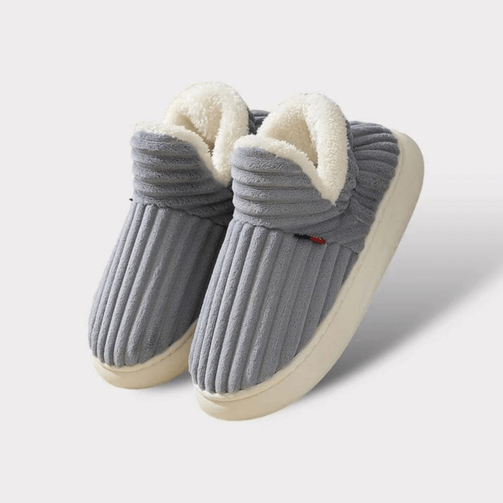 Lily Femme Chaussons Pantoufles en Velours Côtelé avec Doublure Fourrure & Semelle Antidérapante, vue 19