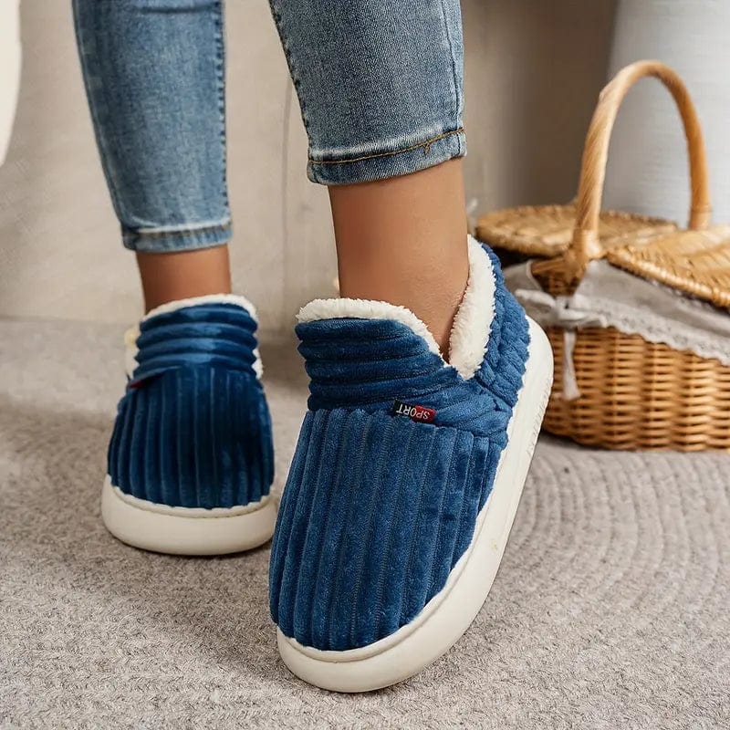 Lily Femme Chaussons Pantoufles en Velours Côtelé avec Doublure Fourrure & Semelle Antidérapante, vue 8