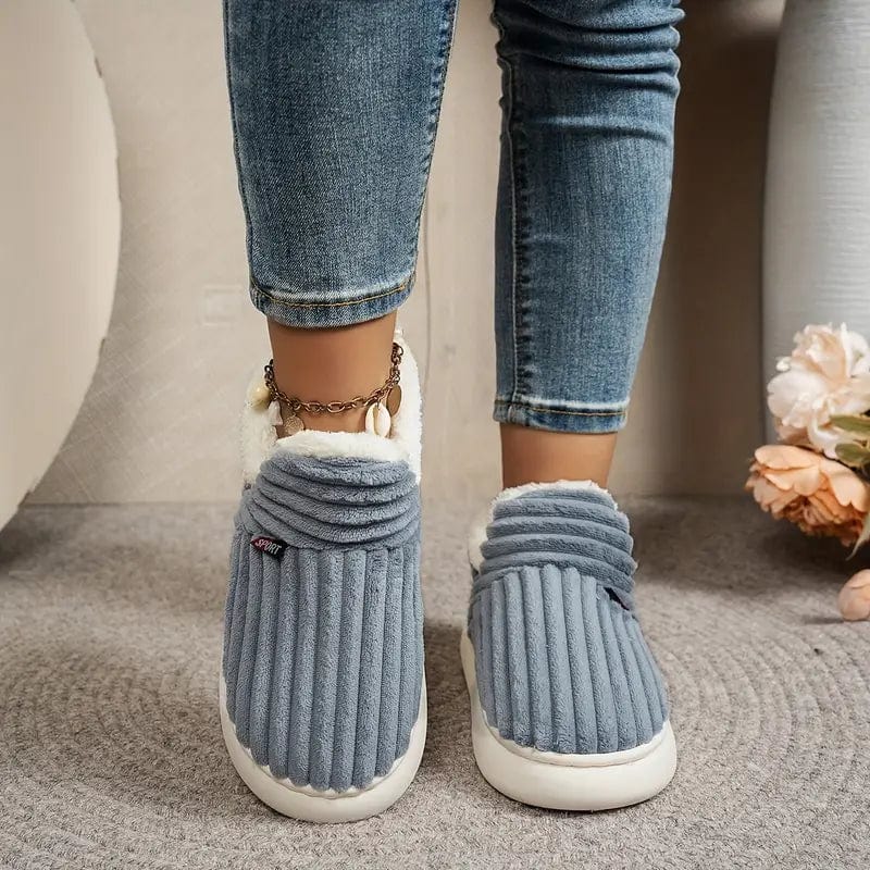 Lily Femme Chaussons Pantoufles en Velours Côtelé avec Doublure Fourrure & Semelle Antidérapante, vue 10