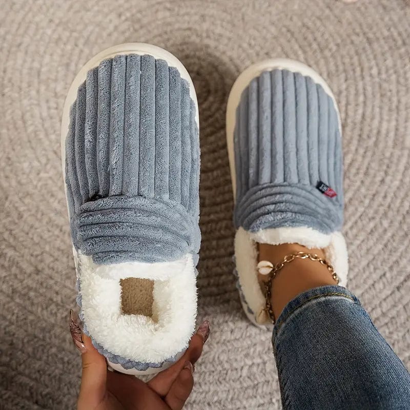 Lily Femme Chaussons Pantoufles en Velours Côtelé avec Doublure Fourrure & Semelle Antidérapante, vue 9