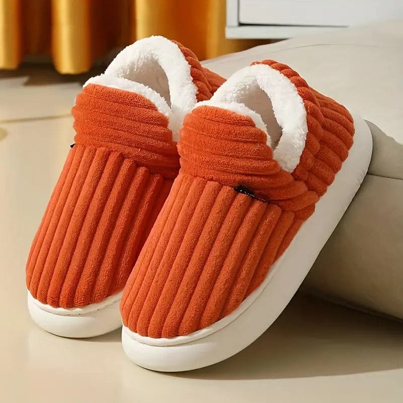 Lily Femme Chaussons Pantoufles en Velours Côtelé avec Doublure Fourrure & Semelle Antidérapante, vue 4