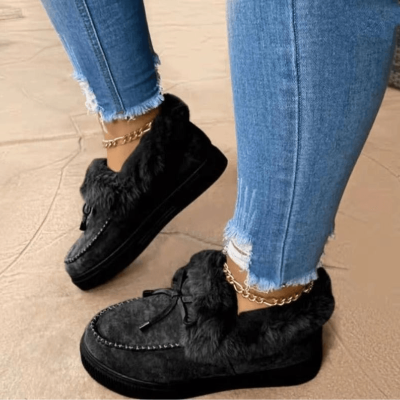 Margo Chaussons Hiver Femme Design Suédine Doux avec Doublure Fourrure & Semelle Antidérapante, vue 4