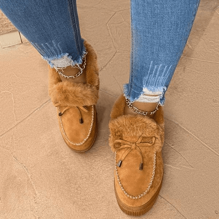Esther Chaussons d’Hiver pour Femme Toucher Suédine Doux avec Doublure Chaude en Fausse Fourrure & Semelle Antidérapante, vue 2