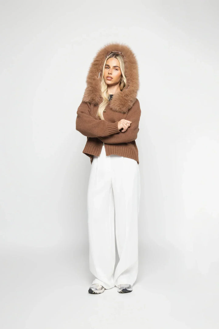 Janelle Veste Femme Veste en Laine Élégante avec Capuche Doublée de Fourrure, vue 8