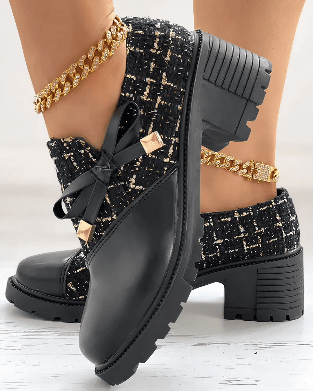 Chandni Mocassins à talon bloc pour femme Bout arrondi élégant & semelle intérieure rembourrée pour un confort optimal, vue 6