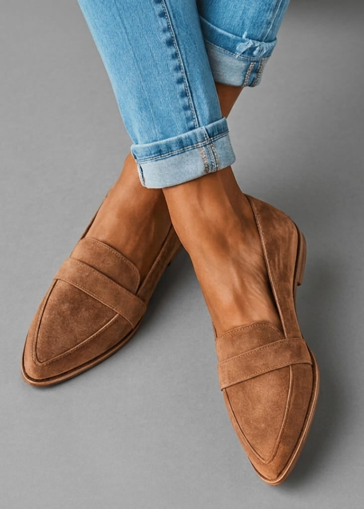 Mocassins plats femme en suédine