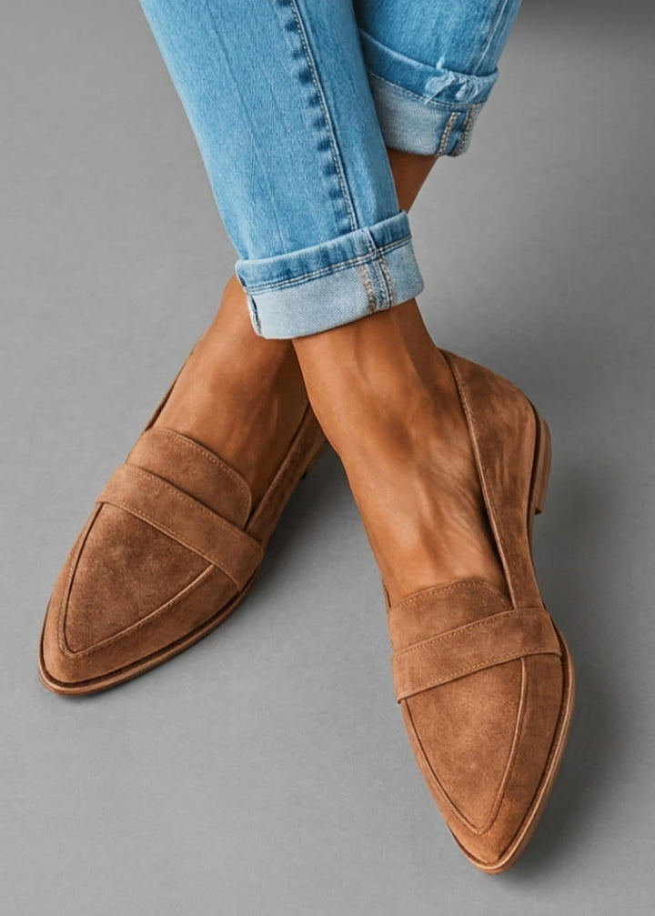 Mocassins plats femme en suédine