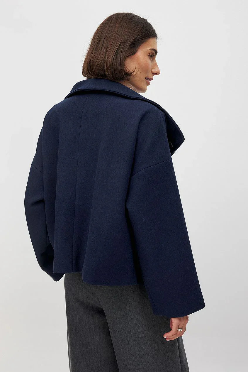 Zhane Manteau Femme en Laine Mélangée Veste Oversize Croisée Chaude avec Coupe Structurée Élégante, vue 3