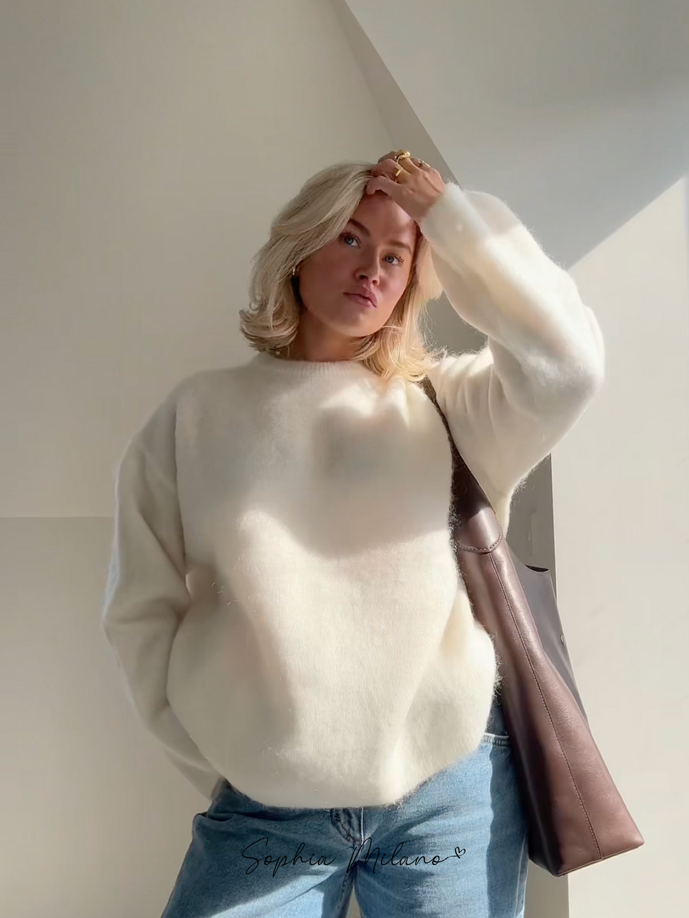 Milas Pull d’Hiver Doux Femme Coupe Décontractée avec Col Rond & Chaleur Légère, vue 2