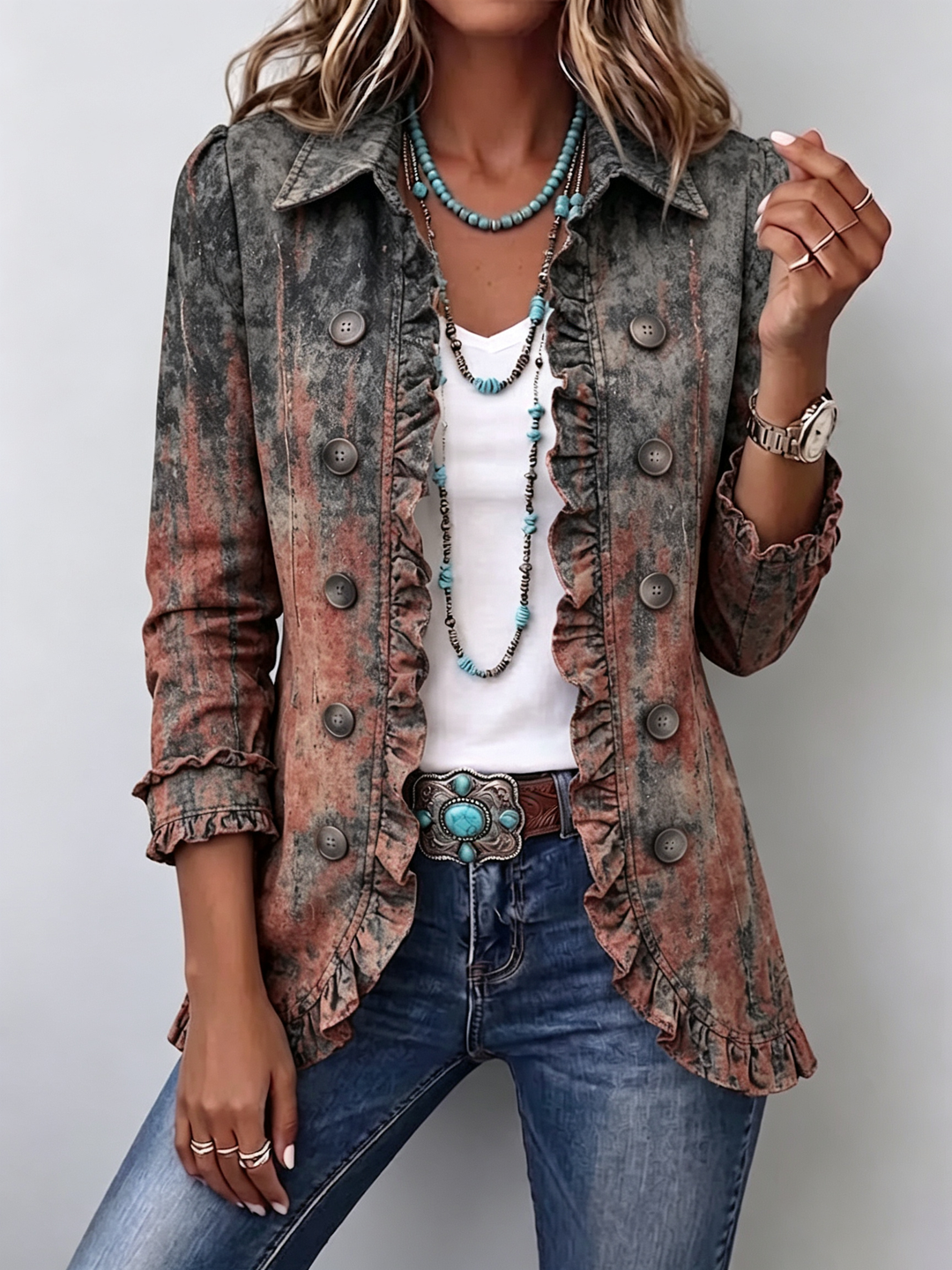 Veste vintage femme à imprimé dégradé