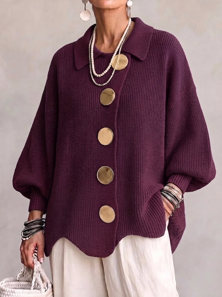 Women's Oversized Collar Cardigan – Warm and Elegant Knit Vest