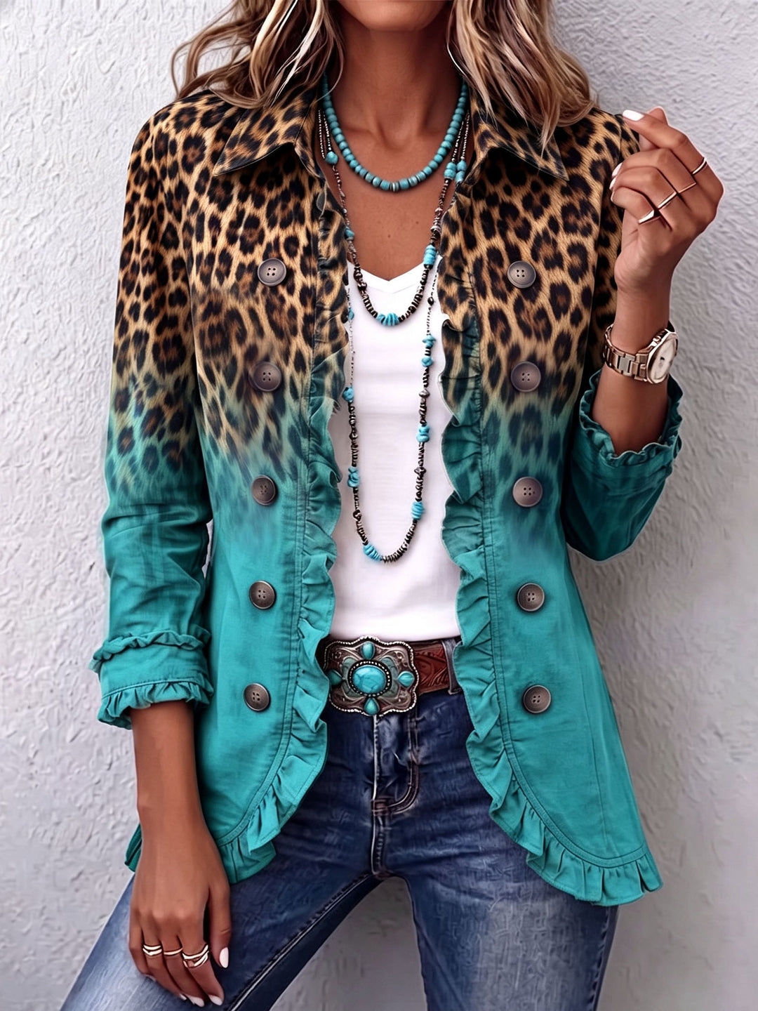 Blazer léopard dégradé femme