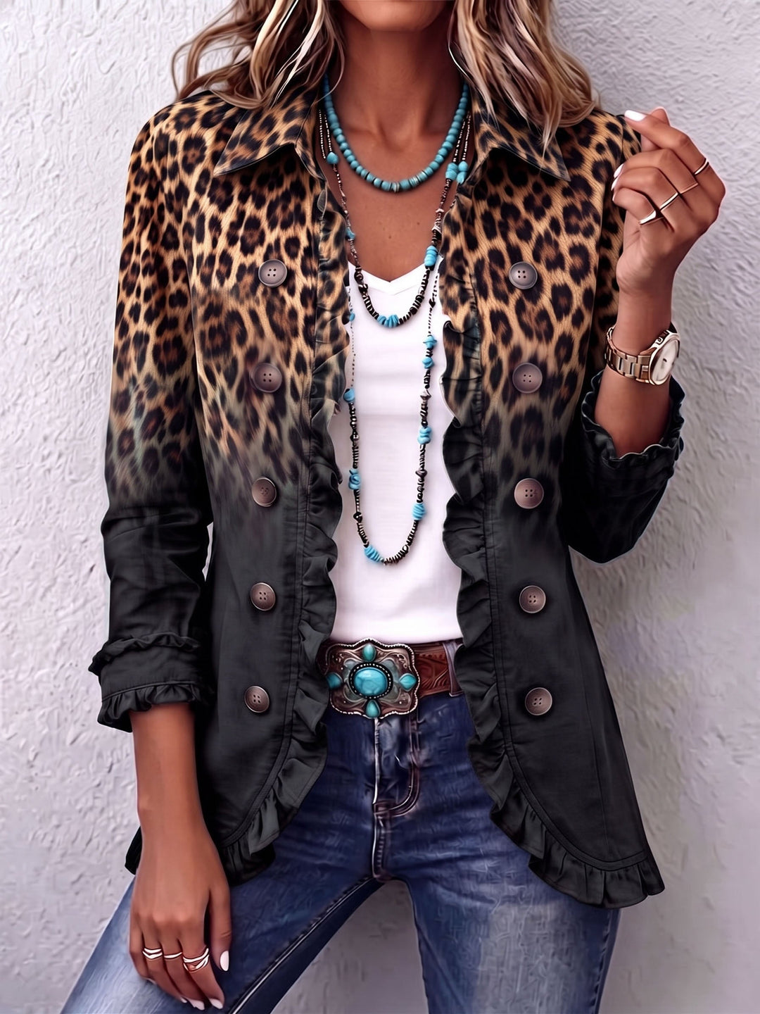 Blazer léopard femme ombré noir