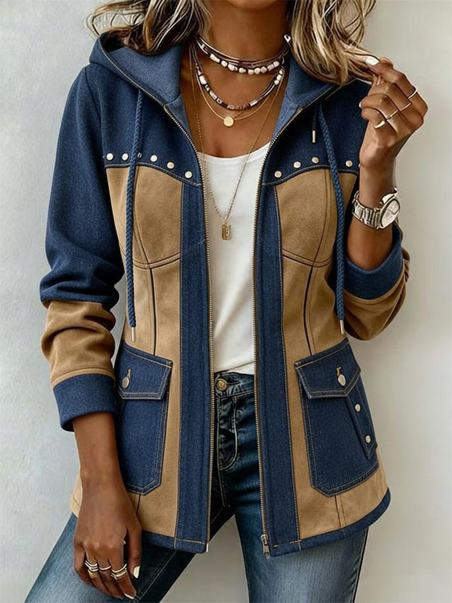 Veste à capuche femme bimatière
