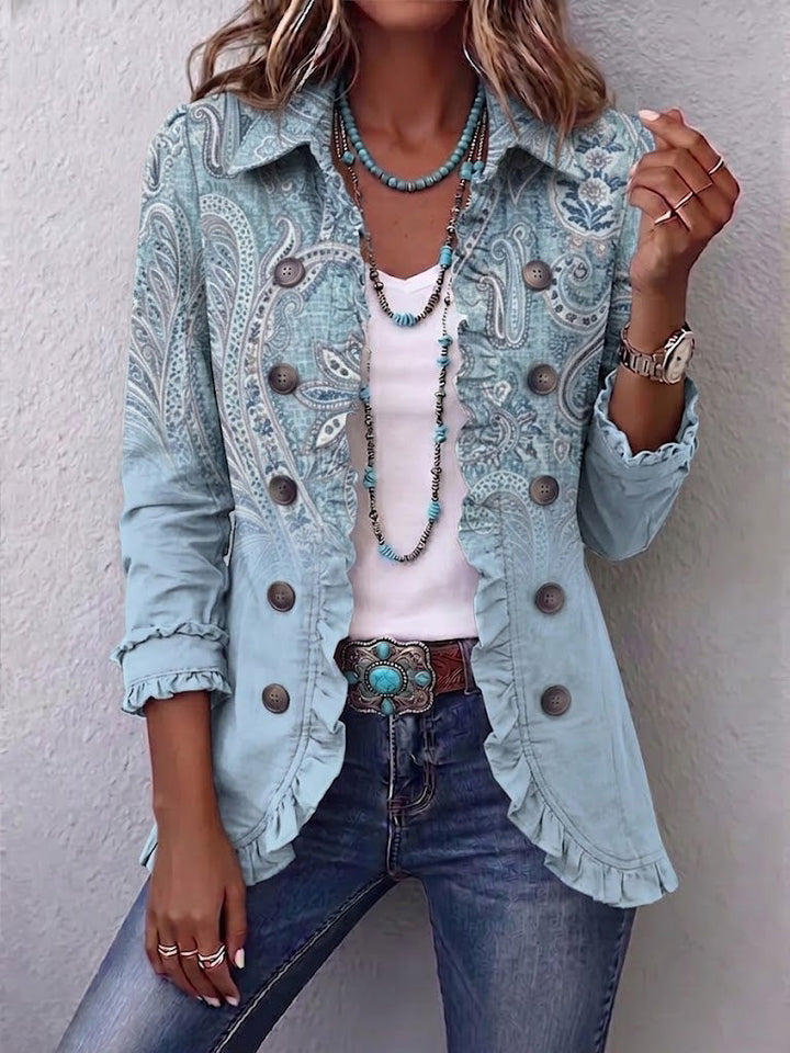 Veste paisley vintage femme bleu ciel