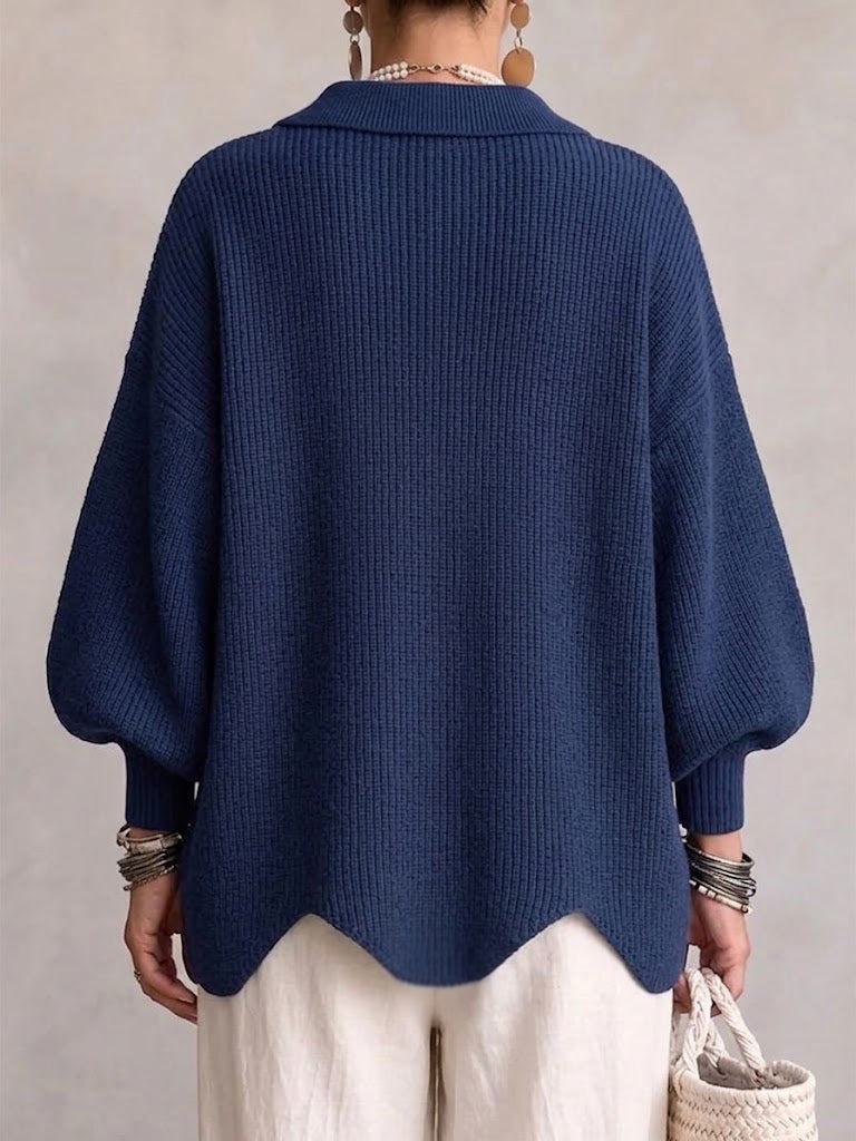 Women's Oversized Collar Cardigan – Warm and Elegant Knit Vest