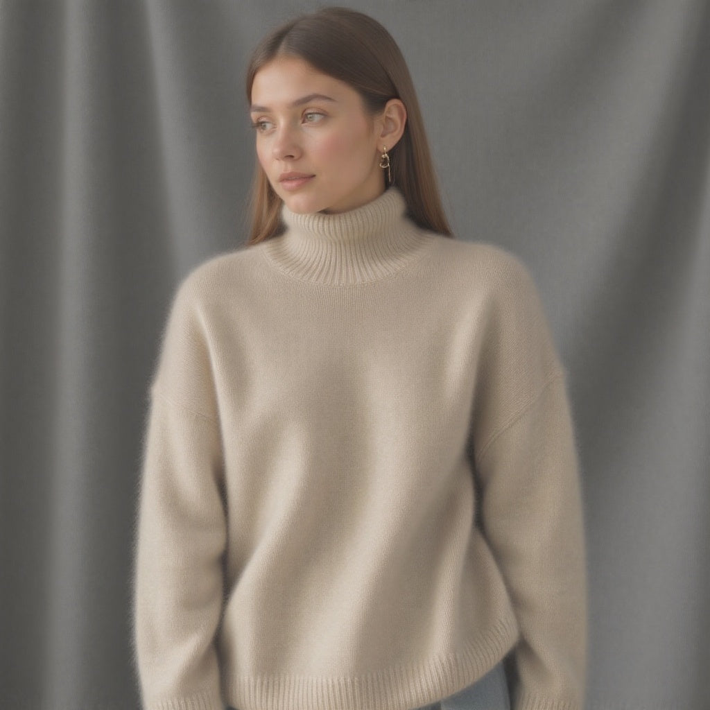 Sydney Pull Femme Col Roulé Oversize en Cachemire Doux, Chaud & Élégant, vue 4