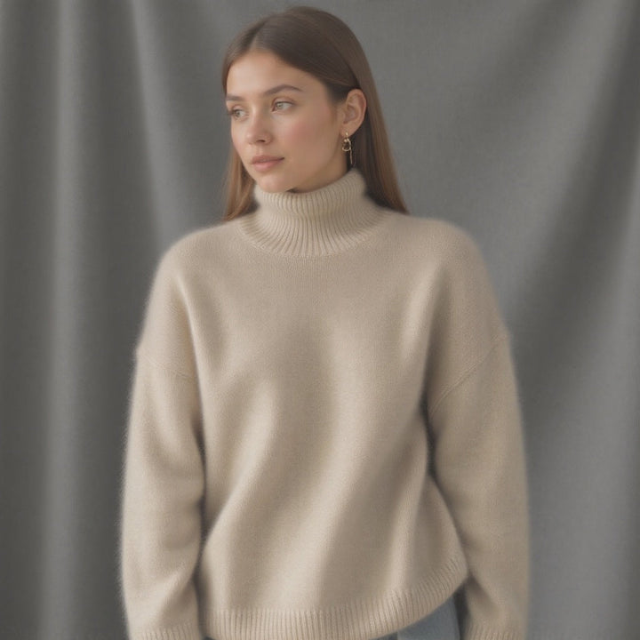 Sydney Pull Femme Col Roulé Oversize en Cachemire Doux, Chaud & Élégant, vue 4