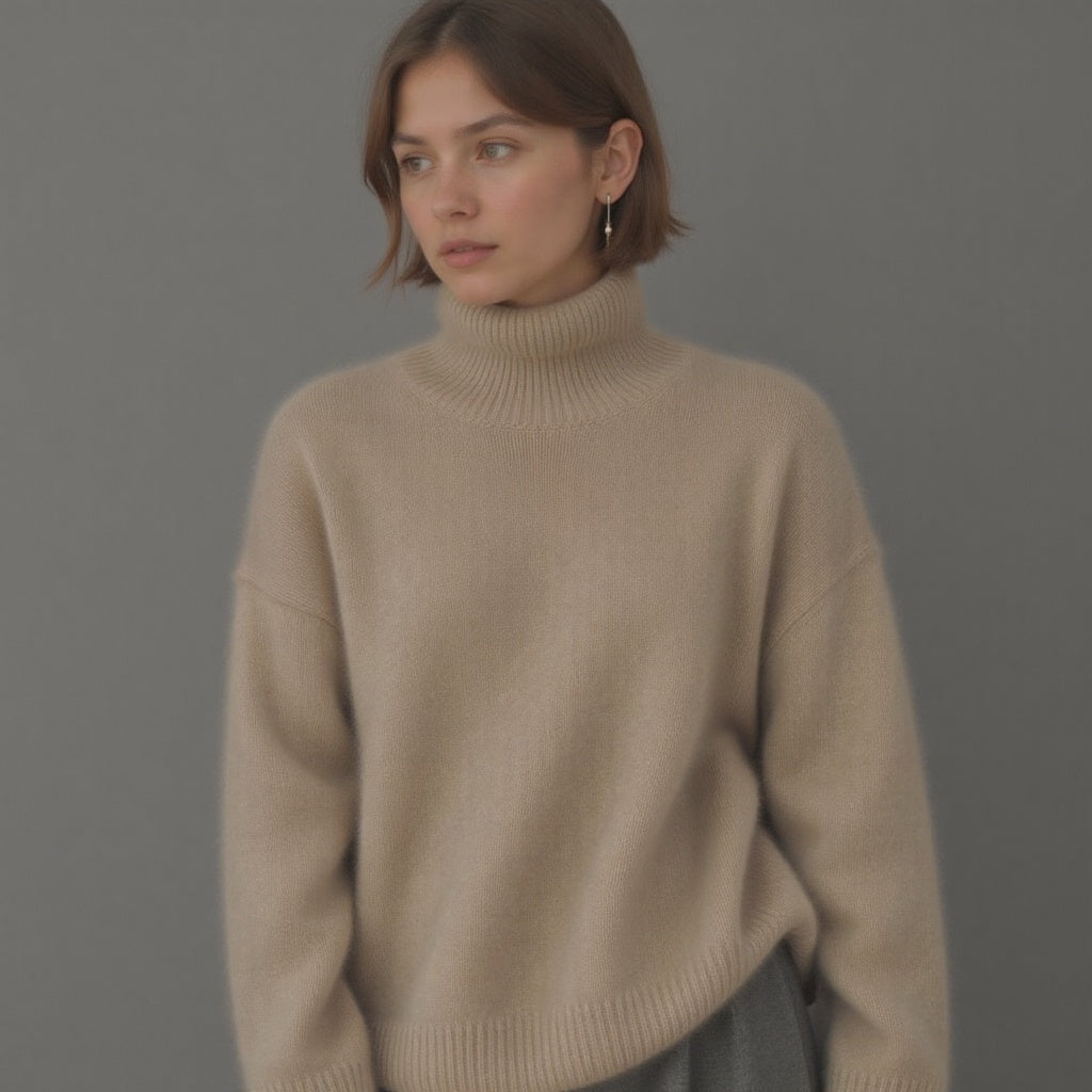 Sydney Pull Femme Col Roulé Oversize en Cachemire Doux, Chaud & Élégant, vue 3