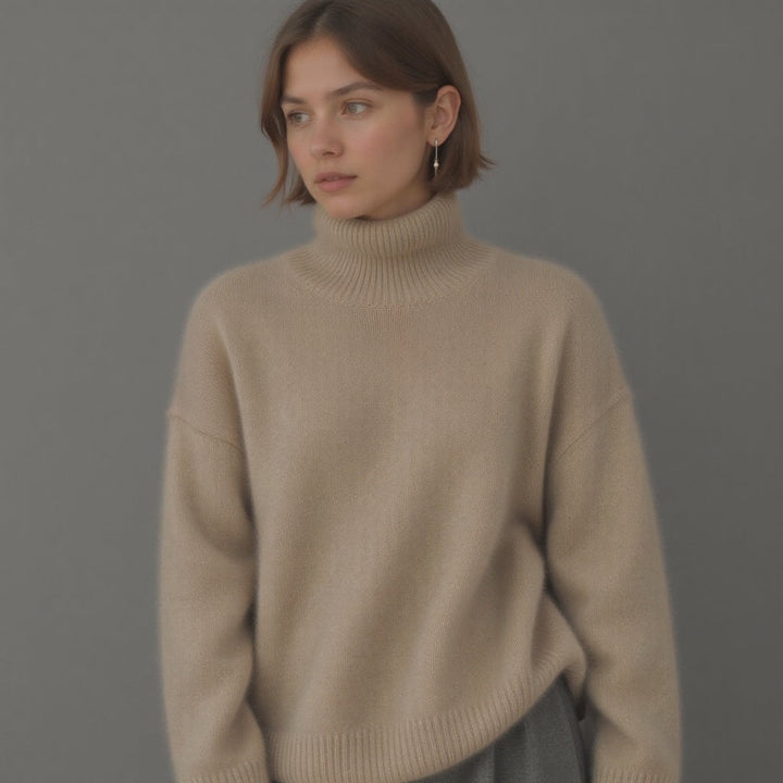 Sydney Pull Femme Col Roulé Oversize en Cachemire Doux, Chaud & Élégant, vue 3
